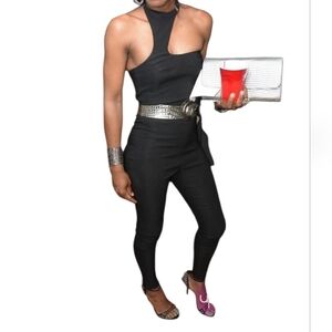 Asos Women's Black  One Shoulder Jumpsuits  Size 2